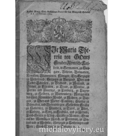 Toto je taková chuťovka - dekret z období Marie Terezie - cenový výměr dobytka a masa pro Chebsko který platil i zde. Můžete si ho přečíst celý pokud by někdo dodal překlad jistě by tím potěšil nejenom mne. Dokument má 8 stran, takže hádejte, co je na těch sedmi následujících?