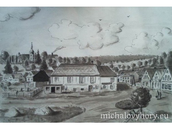 Náměstí v Michalkách - obraz v majetku pana Kasala
