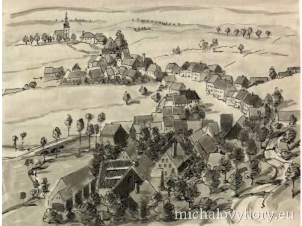 Pohled na Michalky z údolí po proudu